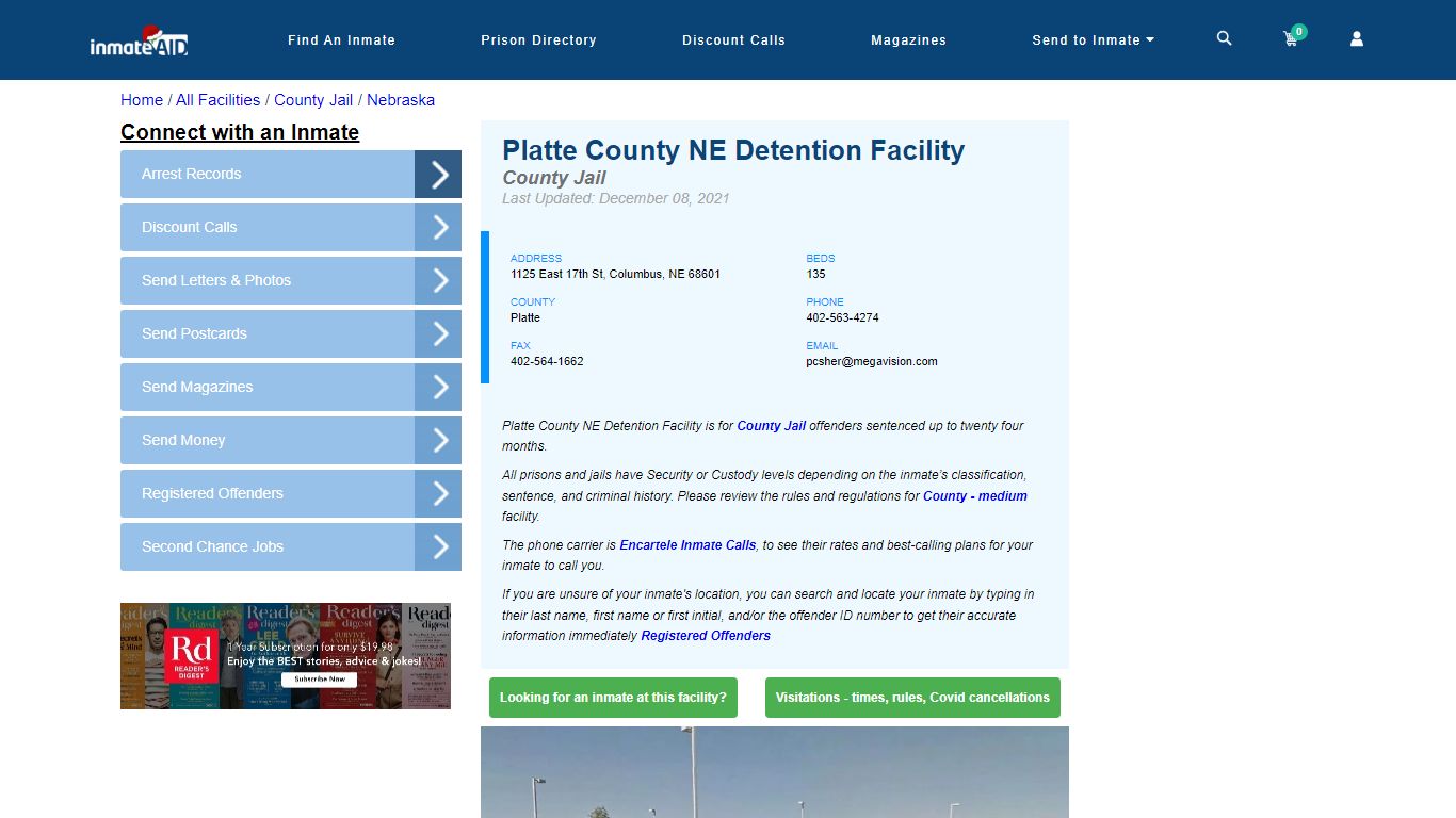 Platte County NE Detention Facility - Inmate Locator - Columbus, NE