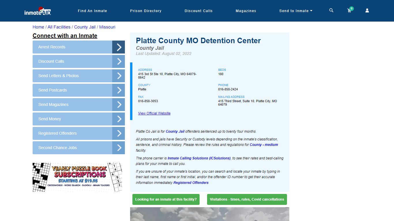 Platte County MO Detention Center - Inmate Locator - Platte City, MO