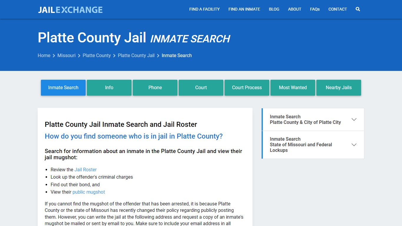 Inmate Search: Roster & Mugshots - Platte County Jail, MO - Jail Exchange
