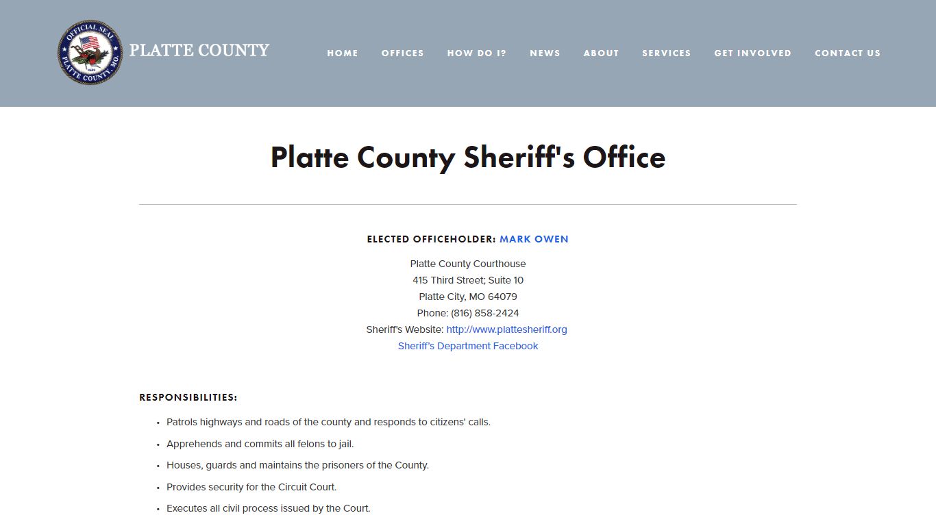 Sheriff — Platte County