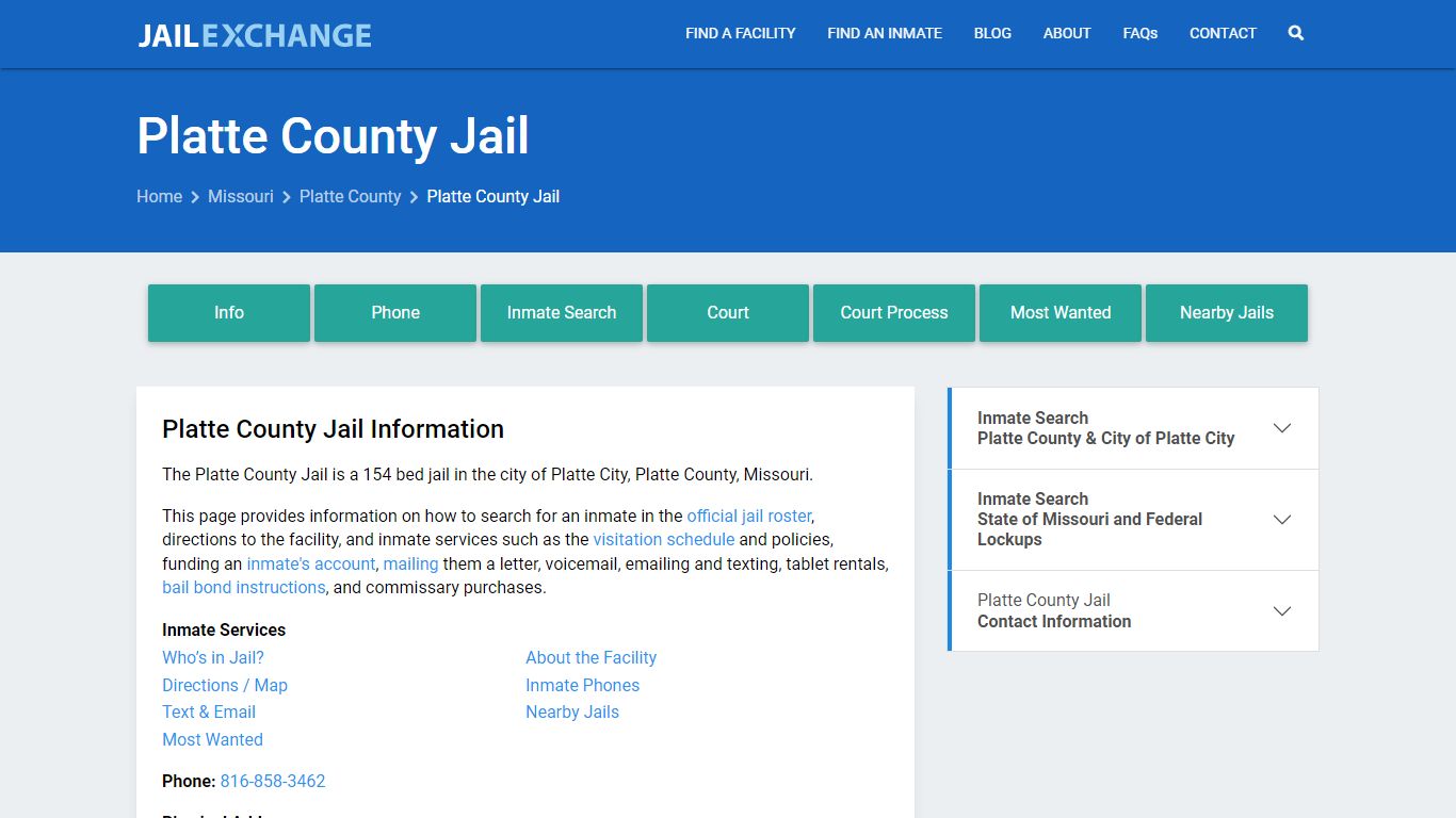 Platte County Jail, MO Inmate Search, Information
